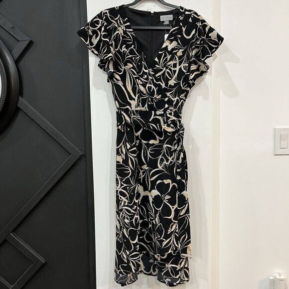 Marc New York Dresses & Skirts - NWT Marc New York Black Floral Faux Wrap Dress Size 14